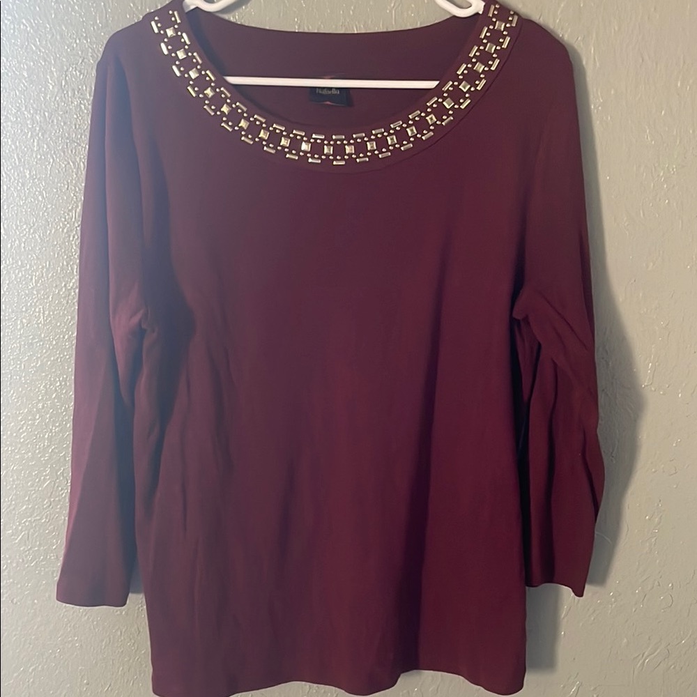 Burgundy Embellished Women's Top